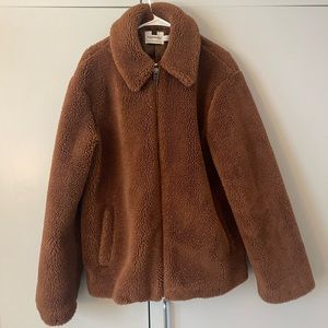 TOPMAN UNISEX BROWN TEDDY COAT size large